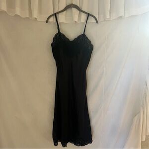 Black slip dress with lace